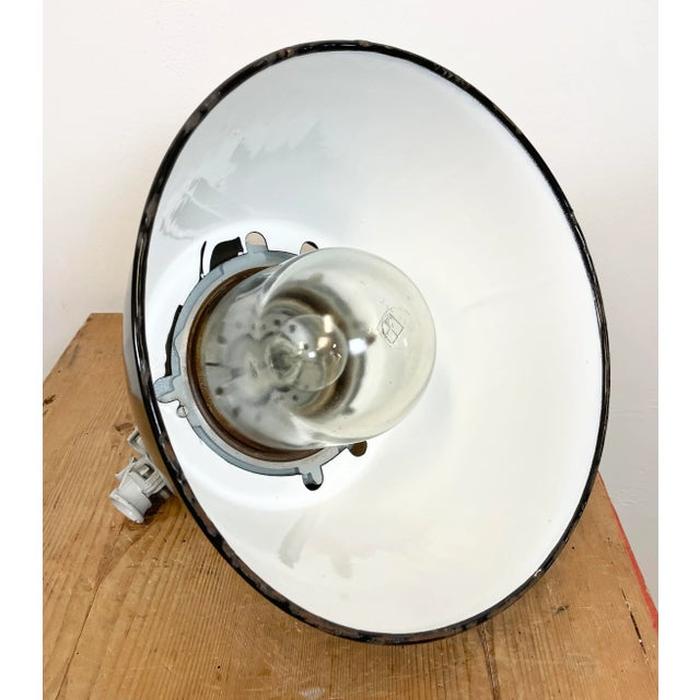 Grey Explosion Proof Lamp with Black Enameled Shade from Elektrosvit, 1970s For Sale - Image 11 of 13