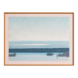 Russell Chatham "Harbor at Evening" 1988 ~ 48/275 ~ Signed Lithograph Art ~ Framed & Matted Landscape Limited Print For Sale