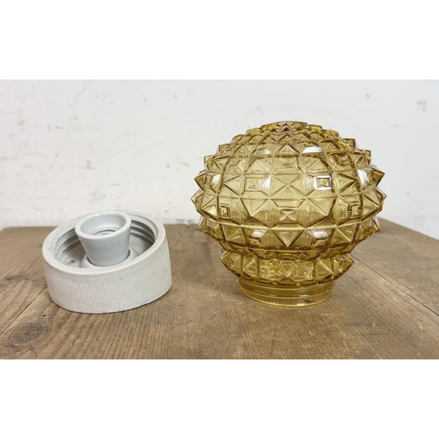 Glass Vintage White Porcelain Wall Light, 1970s For Sale - Image 7 of 14