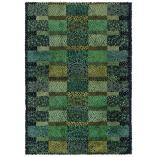 Mid-Century Scandinavian Rug Rya Pile Rug "Alvastra Green" By Marianne Richter For Sale