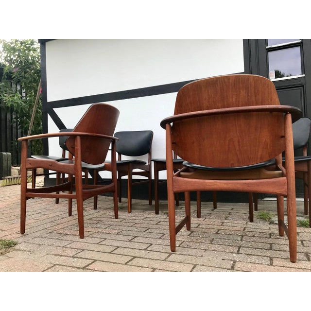Black King & Queen Dining Chairs in Teak by Arne Hovmand-Olsen for Jutex, 1950s, Set of 6 For Sale - Image 8 of 12