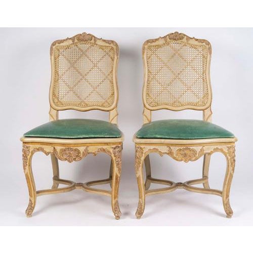 20th Century Louis XV Carved and Lacquered Wooden Chairs, Set of 6 For Sale - Image 5 of 12