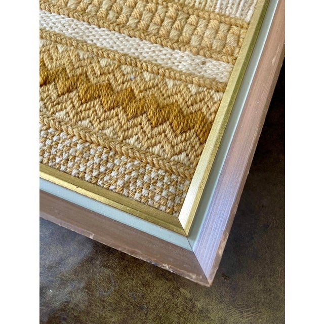 1970s Yellow Yarn Crewel in Patchwork Design For Sale - Image 4 of 7