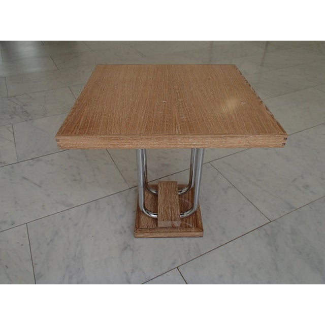 Wood Art Deco Bleached Oak Side Table, 1930s For Sale - Image 7 of 8