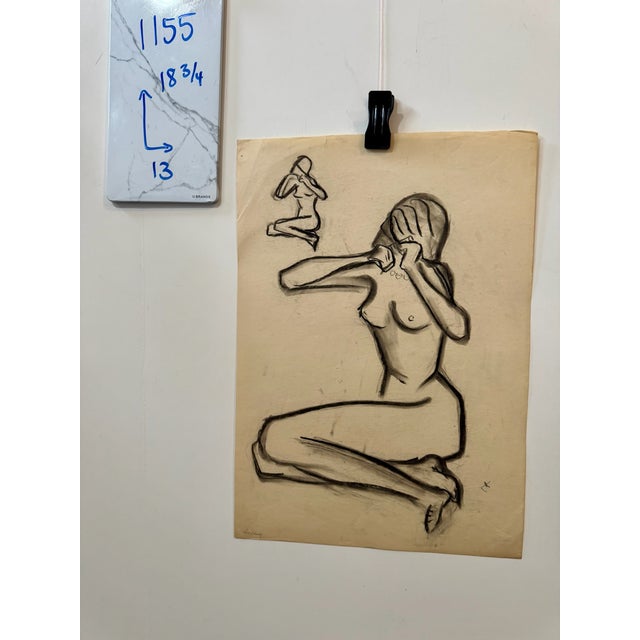 1950s Henry Emil Salloch Original Drawing on Paper Female Nude Life Study. For Sale In Atlanta - Image 6 of 6