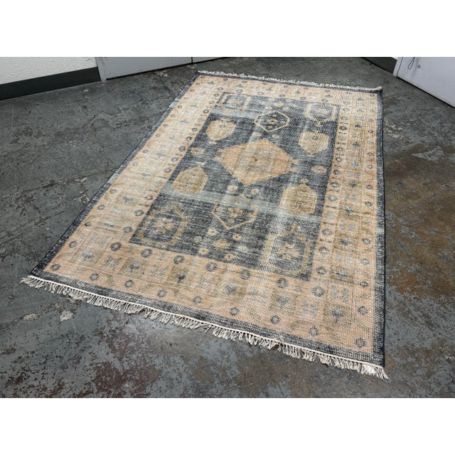 Traditional 6ft × 9ft 3in Cb2 Aracati Navy Blue Wool Area Rug For Sale - Image 3 of 12