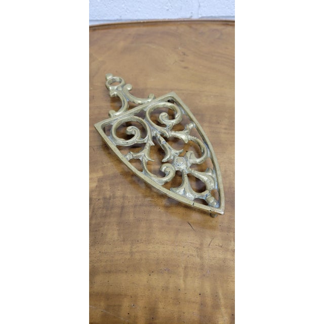 Vintage Brass Openwork Iron Rest Trivet For Sale - Image 9 of 10