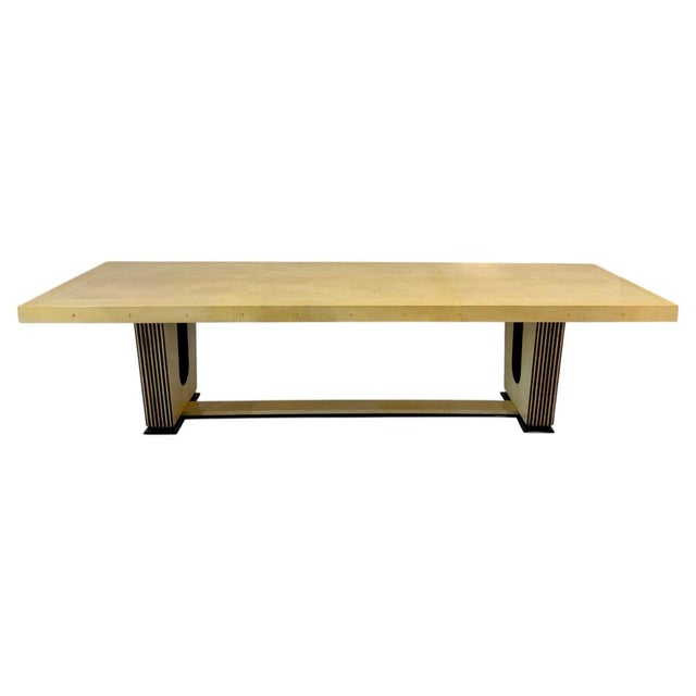 Art Deco Italian Parchment Maple, Black and Brass Stars Table, 1940s For Sale - Image 17 of 17