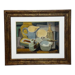 Edward Carter Preston British Modernist Cubist Still Life Watercolour, Circa 1925 For Sale