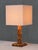 Brown French Art Deco Geometric Oak Table Lamp with Linen Shade, Late 1930s For Sale - Image 8 of 14