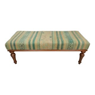 Green Kilim Upholstered Boho Ottoman Bench For Sale