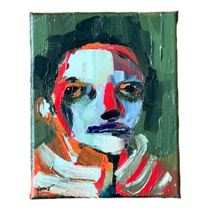 Vintage Boho Abstract Expressionist Portrait on Canvas