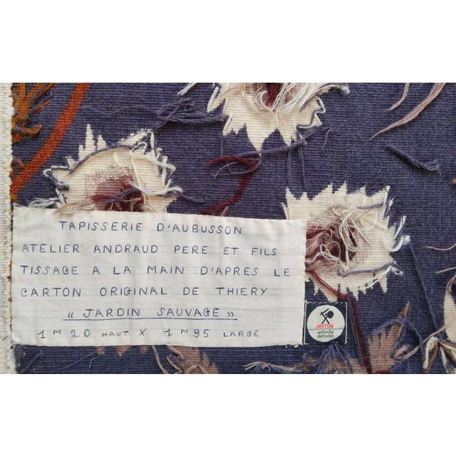 THIERY Gaston (1922-2013) - "Wild Garden". Aubusson tapestry, Andraud père et fils workshop. Mounted on a frame. Numbered:...