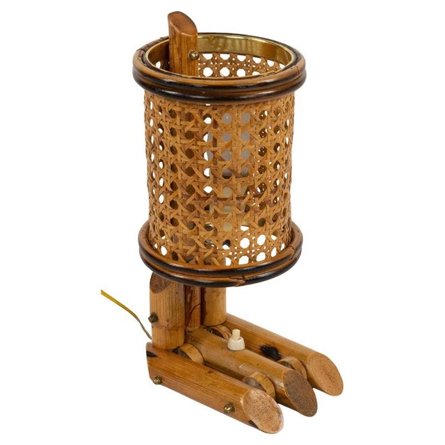 Mid-Century Modern Bamboo and Rattan Table Lamp, 1970s For Sale - Image 16 of 16