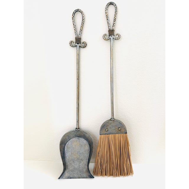 Janice Minor Design Wrought Iron Amaryllis Glass Deocration Fireplace Tool Set For Sale - Image 16 of 17