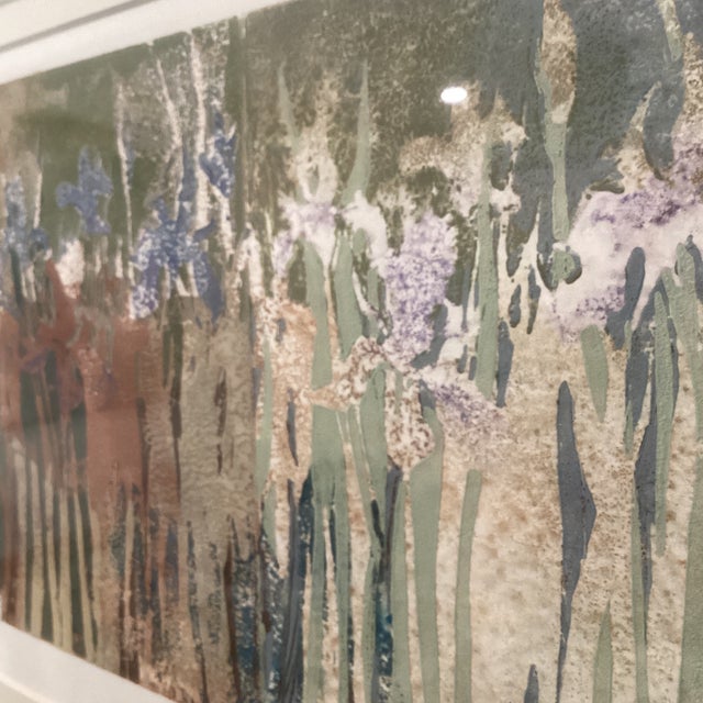 Abstract Original Art Multicolor Print “ Wild Iris C “ by Judith Hilmer Circa 2001 Framed Glass Matted For Sale - Image 9 of 12