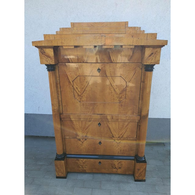 Biedermeier Secretary Desk in Cherrywood with Columns, 1820 For Sale - Image 13 of 18