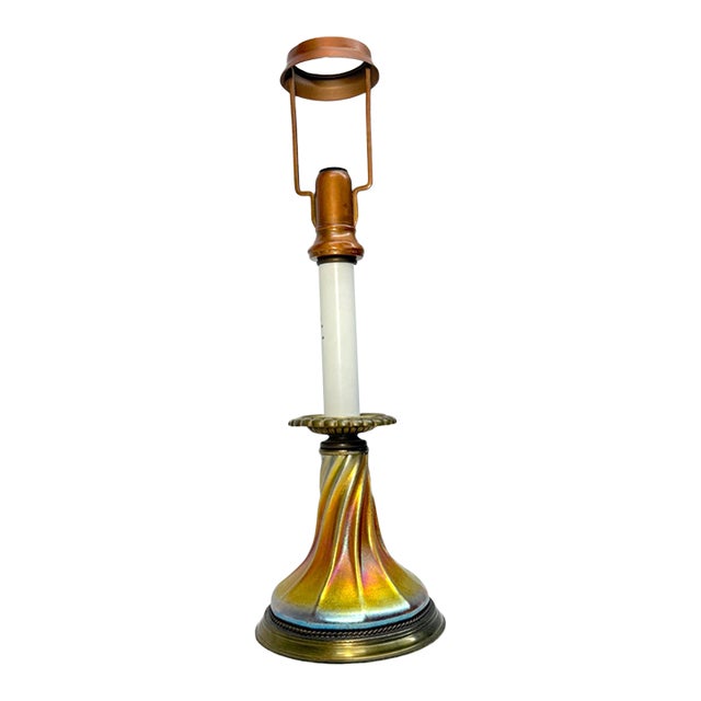 Vintage Tiffany Studios Hand Blown Favrille Lustre Glass Electric Table Lamp For Sale