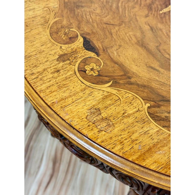 Antique Round French Louis XV Style Carved Wood Center Table For Sale - Image 13 of 13