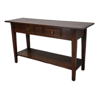 Vintage French Rustic Farmhouse Oak Side Table, 1920s For Sale