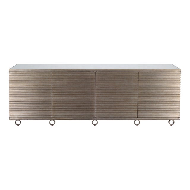 Julian Chichester Variegated Nickel "Storm" Cabinet Credenza 7Ft For Sale