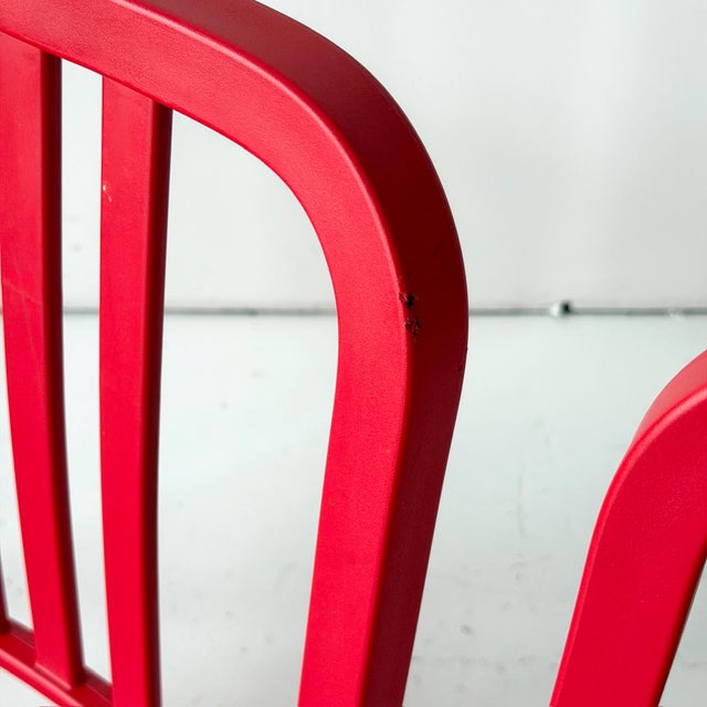 Plastic Red 1006 Plastic Navy Chairs by Emeco For Sale - Image 7 of 9