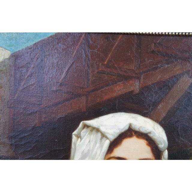 Late 20th Century Italian Girl Drawing Water Oil Painting After William Adolphe Bouguereau For Sale - Image 6 of 12