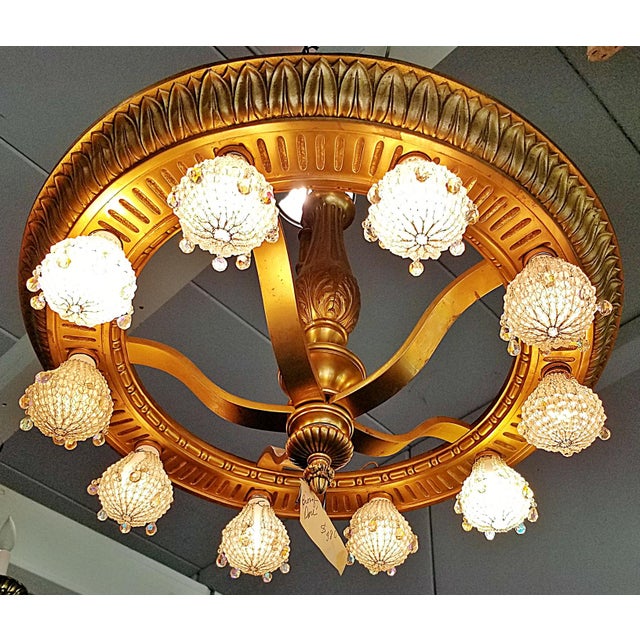 French Bronze Dore' Wheel Chandelier For Sale - Image 10 of 10