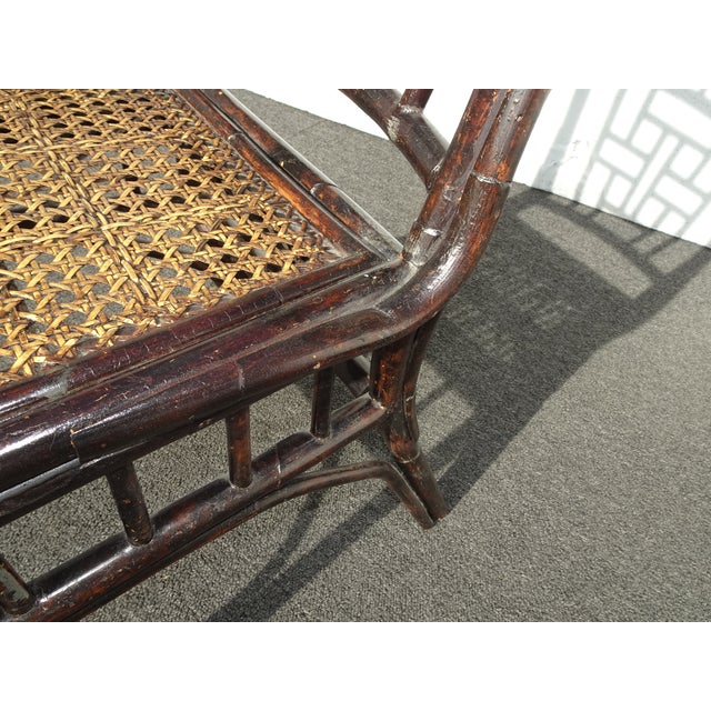 Vintage Chippendale Style Bamboo Brown Cane Side Chair For Sale - Image 13 of 18
