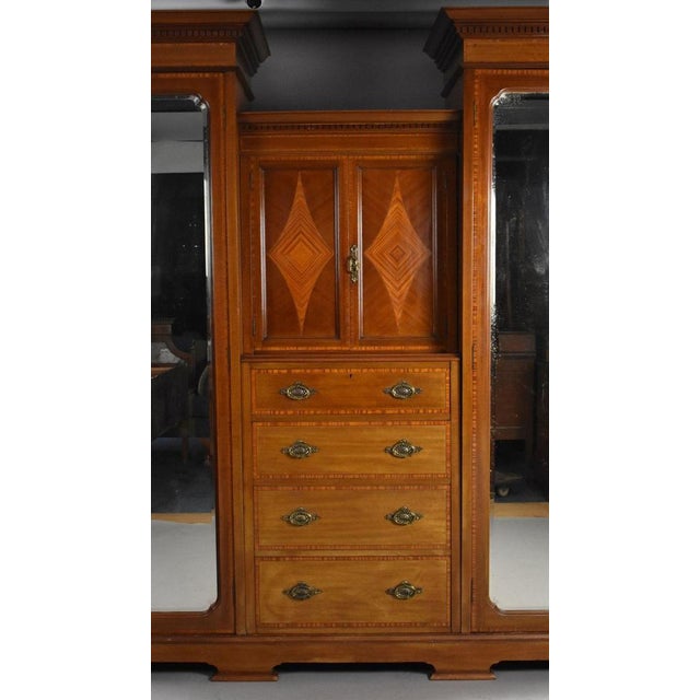 Wood Edwardian Mahogany Triple Wardrobe, 1900 For Sale - Image 7 of 12