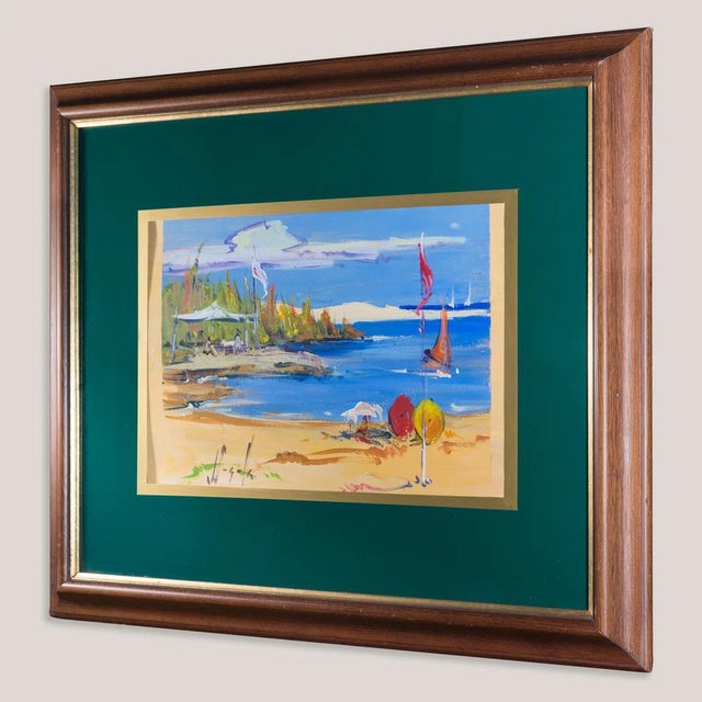 1970s Joan Sarquella Oliveras, Costa Brava Beach Scenes, 1970s, Oil on Board Paintings, Set of 2 For Sale - Image 5 of 14