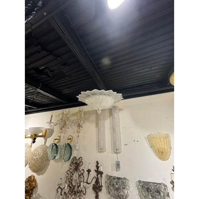 Modern Murano Granola Glass Clear Wave Flush Mount For Sale - Image 3 of 5