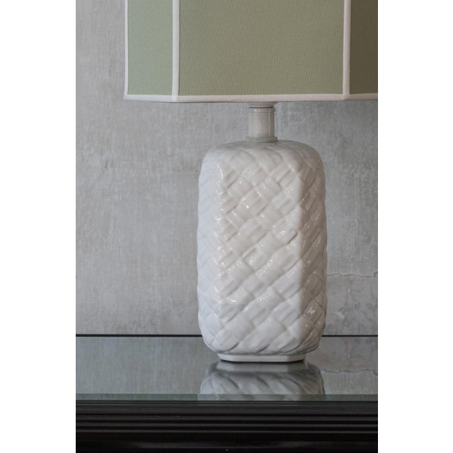 Ceramic Table Lamp with Fabric Lampshade, 1980s For Sale - Image 4 of 5