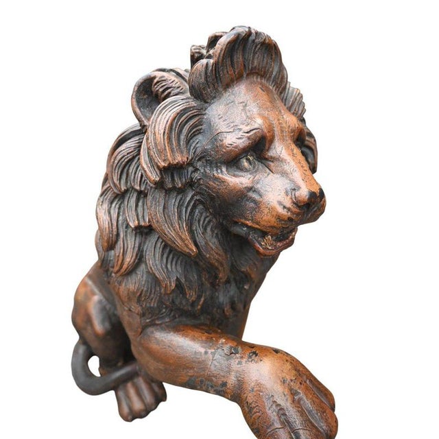 Hollywood Regency French Artist, Lion Sculpture, 1600s, Wood For Sale - Image 3 of 8