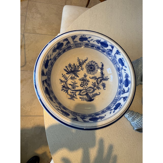Large Villeroy & Boch Blue Onion Basin Bowl marked Dresden from the late nineteenth century