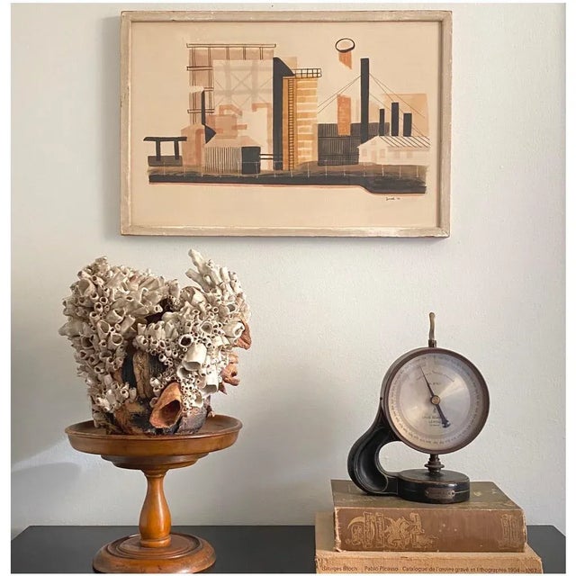 Leonard Jossel (American, 1921-1993) Factory with Smokestacks, 1950, watercolor on paper, signed and dated "jossel '50"...