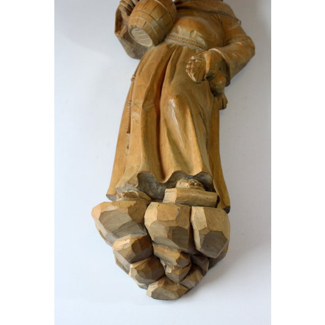 1950s Mid Century Wooden German Sculpture "Monk With a Tankard" - Handcarved - Vintage From the 50s For Sale - Image 5 of 9