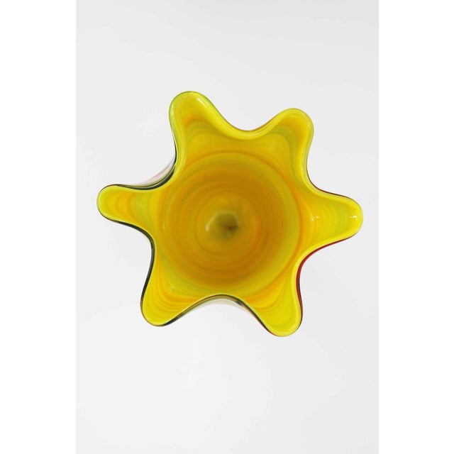 Mid-Century Modern Large Italian Multicolored Swirl Fazzoletto Murano Glass Vase, 1970s For Sale - Image 3 of 7