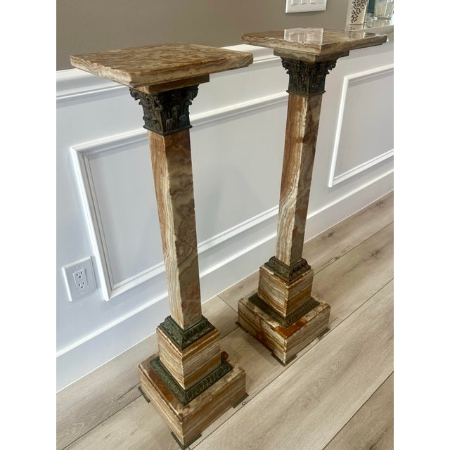 Pair 19th Century French Onyx Pedestals W/Bronze Mounts For Sale - Image 12 of 12