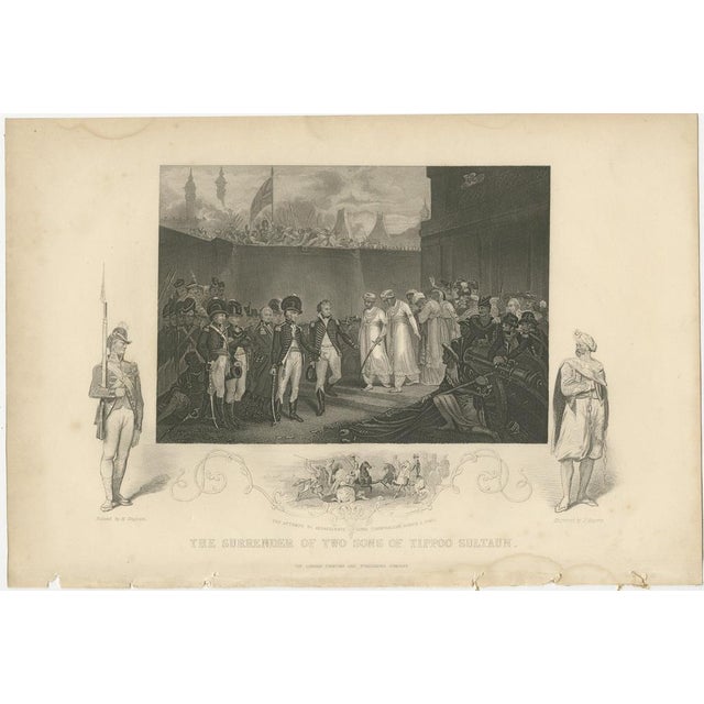Antique india print – tipu sultan sons surrender, mysore war, c.1850 a powerful and historically charged mid-19th century...