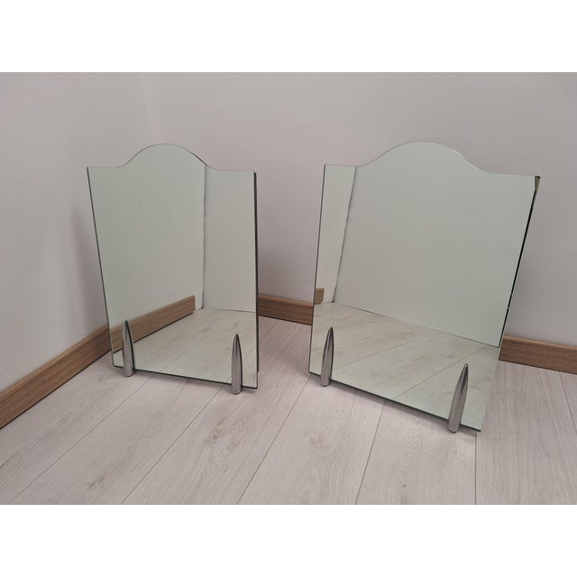 Metal Shark Table Mirrors with Chromed Brass Feet from Philippe Starck, 1980s, Set of 2 For Sale - Image 7 of 8