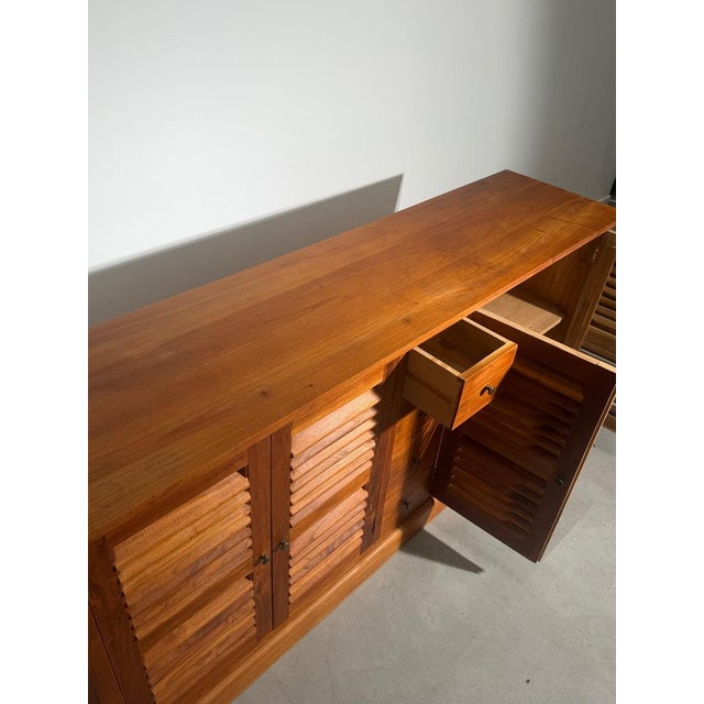 Teak Sideboard with Louvered Doors For Sale - Image 10 of 13