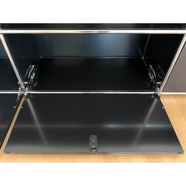 Black Ral 9011 Sideboard with 8 Compartments, 4 Doors and Pull-Out Shelf by Fritz Haller for USM Haller, Switzerland, 2000s For Sale - Image 15 of 18