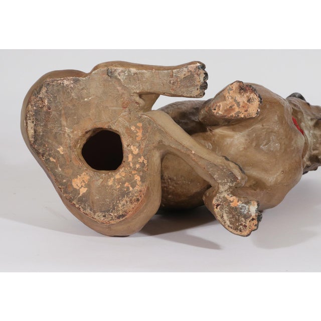 Austrian Cold-Painted Terracotta Model of a Seated Pug Dog With Glass Eyes, Life Size For Sale - Image 16 of 17