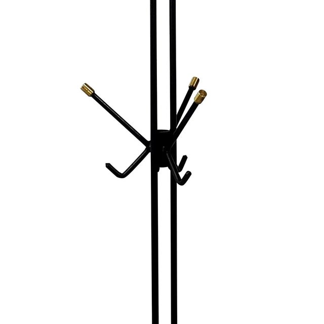Mid-Century Modern Mid-Century Black Metal & Brass Sputnik Style Coat Stand, 1950s For Sale - Image 3 of 9