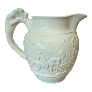 1950s Wedgwood Queensware Fox Hunt Cream Pitcher For Sale