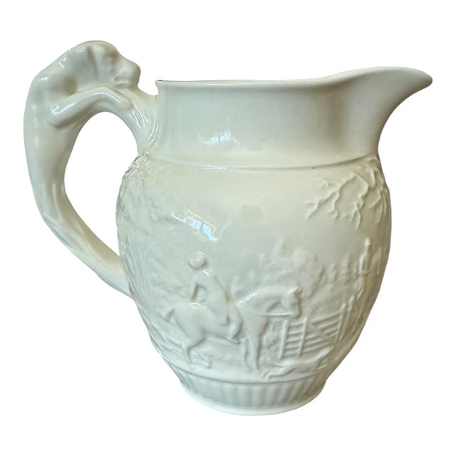 1950s Wedgwood Queensware Fox Hunt Cream Pitcher For Sale