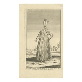 After Thomas Salmon, Ottoman Sultan Portrait, Constantinople View, 1738, Engraving For Sale