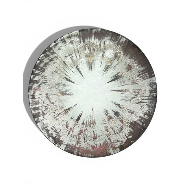 Stunning silver overlay glass platter From Dorothy Thorpe. Has some wear to outside edge- but no chips or cracks. Measures...