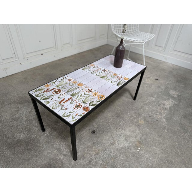 Coffee Table with Floral Motifs by Roger Capron, 1970s For Sale - Image 3 of 9